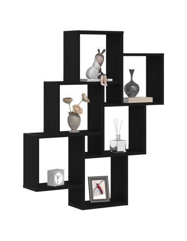 Scaffale da parete con lo scaffale Rovere Nero 78 x 15 x 93 cm