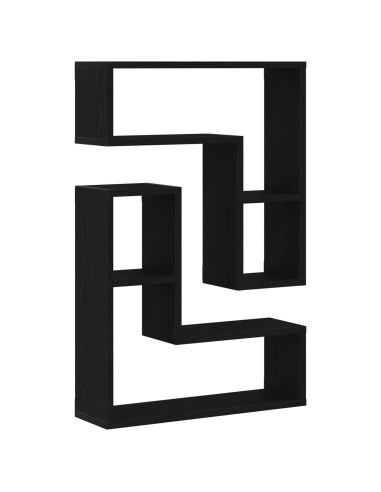 Scaffale da parete 2 pcs Rovere Nero 50 x 15 x 85 cm