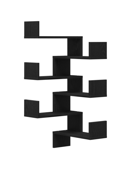 Mensole  2 pz Nero Rovere 40x40x49,5 cm Legno ingegnerizzato
