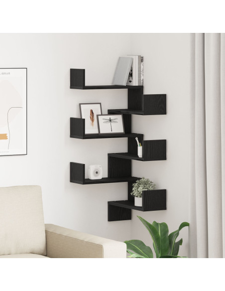 Mensole  2 pz Nero Rovere 40x40x49,5 cm Legno ingegnerizzato
