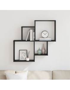 Scaffale da parete Rovere Nero 80 x 15 x 78,5 cm 2
