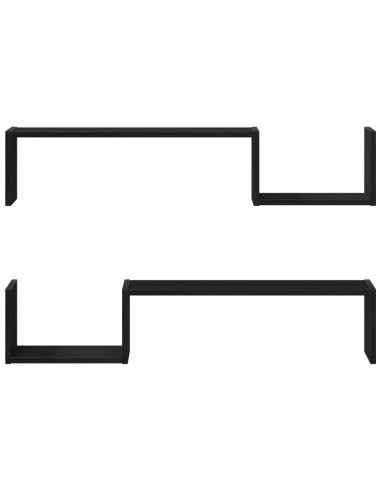 Scaffale da parete 2 pcs Rovere Nero 100 x 15 x 20 cm