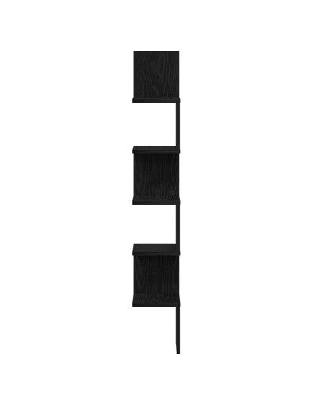 Mensola d'angolo  nera in rovere, 20x20x127,5 cm, in legno ingegnerizzato