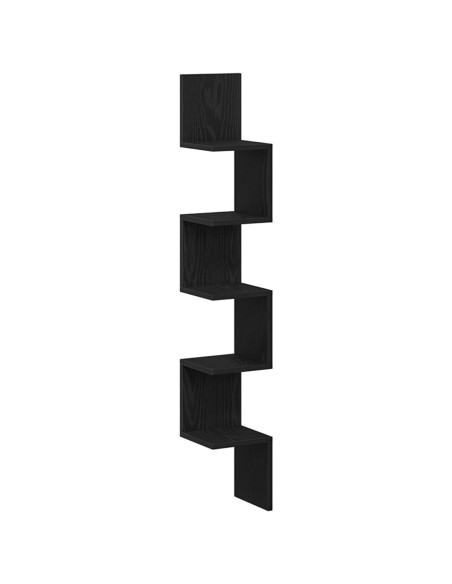 Mensola d'angolo  nera in rovere, 20x20x127,5 cm, in legno ingegnerizzato