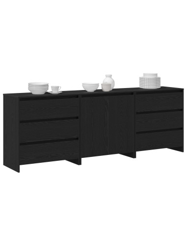 Credenza 3 pcs Nero 70 x 41 x 75 cm Legno multistrato