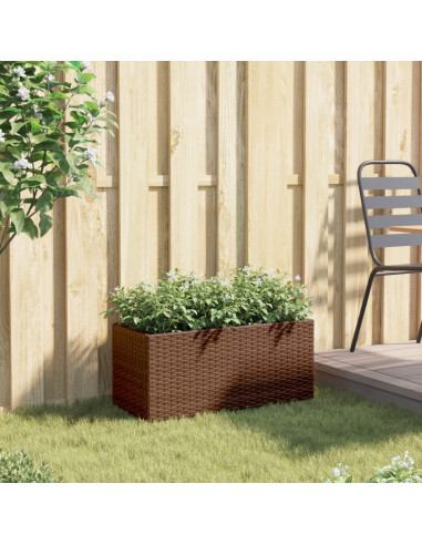 Fioriera da Giardino con 2 Vasi Marrone 72x30x32 cm Polyrattan