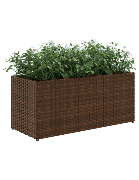 Fioriera da Giardino con 2 Vasi Marrone 72x30x32 cm Polyrattan