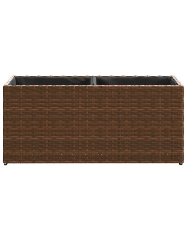 Fioriera da Giardino con 2 Vasi Marrone 72x30x32 cm Polyrattan