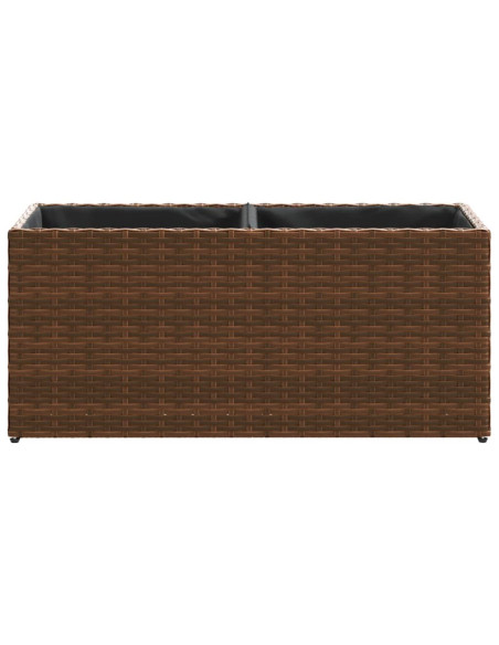 Fioriera da Giardino con 2 Vasi Marrone 72x30x32 cm Polyrattan