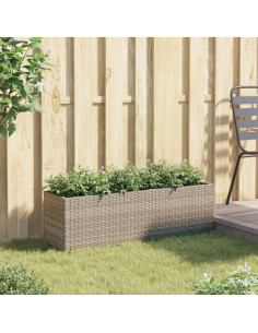 Fioriera da Giardino con 3 Vasi Grigia 105x30x32 cm Polyrattan 2