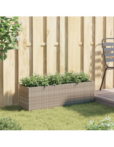 Fioriera da Giardino con 3 Vasi Grigia 105x30x32 cm Polyrattan