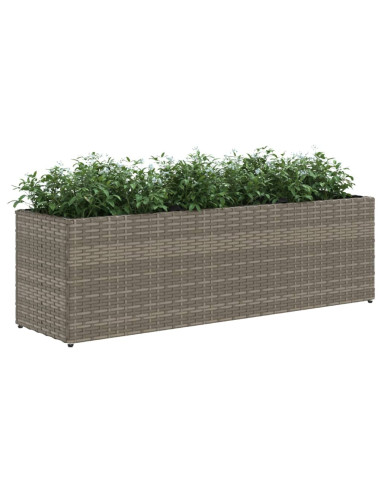 Fioriera da Giardino con 3 Vasi Grigia 105x30x32 cm Polyrattan