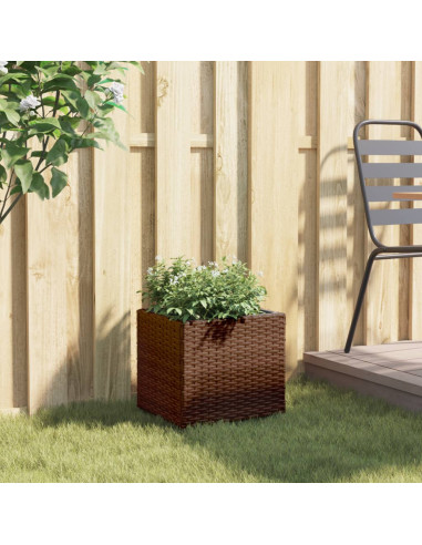 Fioriera da Giardino Marrone 36x30x32 cm in Polyrattan