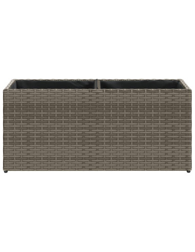 Fioriera da Giardino con 2 Vasi Grigia 72x30x32 cm Polyrattan