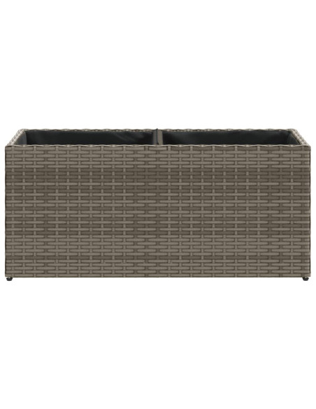 Fioriera da Giardino con 2 Vasi Grigia 72x30x32 cm Polyrattan