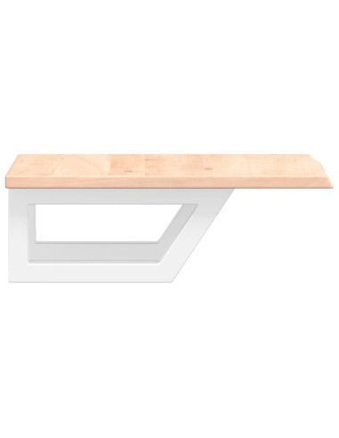 Ripiano a Parete per Lavabo in Acciaio e Massello di Rovere