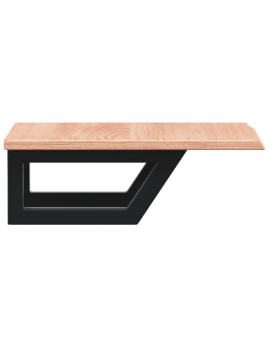 Ripiano a Parete per Lavabo in Acciaio e Massello di Rovere