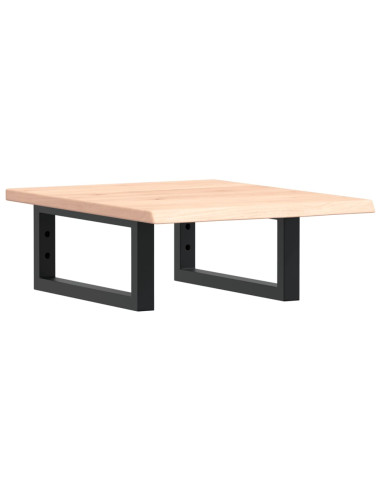 Ripiano a Parete per Lavabo in Acciaio e Massello di Rovere