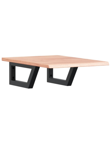 Ripiano a Parete per Lavabo in Acciaio e Massello di Rovere