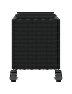 Fioriere da Giardino con Ruote 2pz Nere 107x32x38 cm Polyrattan 2