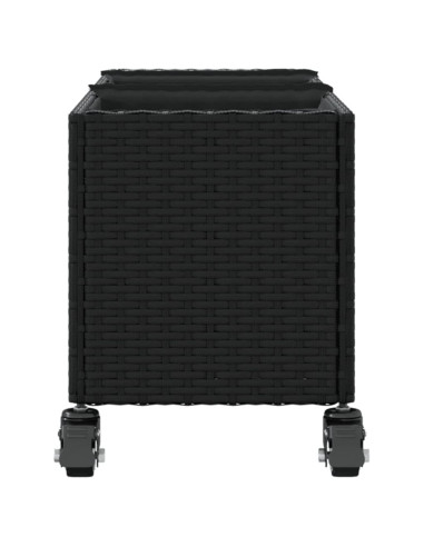Fioriere da Giardino con Ruote 2pz Nere 107x32x38 cm Polyrattan