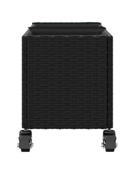 Fioriere da Giardino con Ruote 2pz Nere 107x32x38 cm Polyrattan