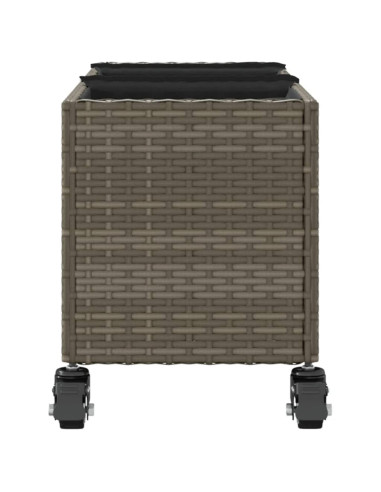 Fioriere da Giardino Ruote 2pz Grigie 107x32x38 cm Polyrattan