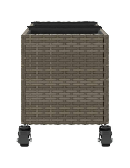 Fioriere da Giardino Ruote 2pz Grigie 107x32x38 cm Polyrattan