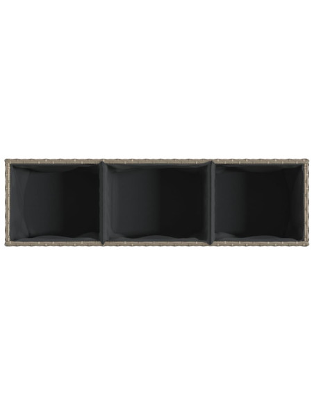 Fioriere da Giardino Ruote 2pz Grigie 107x32x38 cm Polyrattan