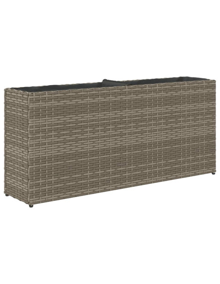 Fioriere da Giardino con 2 Vasi Grigie 90x20x40cm in Polyrattan