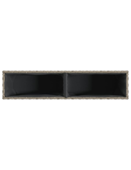 Fioriere da Giardino con 2 Vasi Grigie 90x20x40cm in Polyrattan