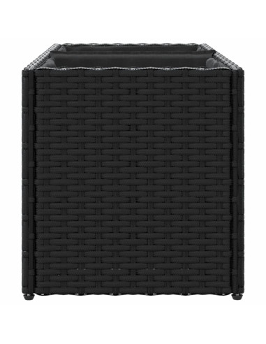Fioriere da Giardino con 2 Vasi Nere 72x30x32 cm in Polyrattan