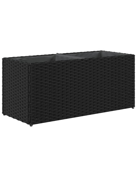 Fioriere da Giardino con 2 Vasi Nere 72x30x32 cm in Polyrattan