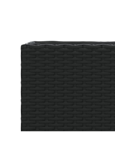 Fioriere da Giardino con 2 Vasi Nere 72x30x32 cm in Polyrattan