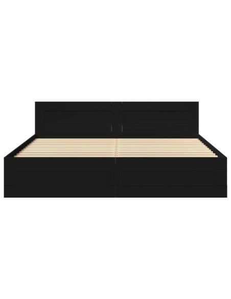 Giroletto con Testiera Nero 180x200 cm in Legno Multistrato