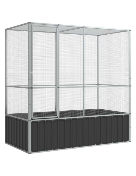 Voliera Argento 210,5x107x212 cm in Acciaio