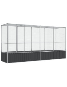 Voliera con Estensione Argento 418,5x107x212 cm in Acciaio 2
