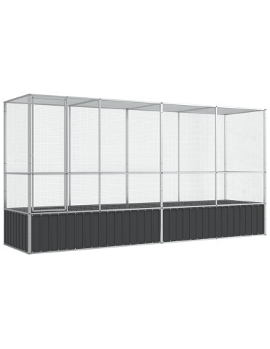 Voliera con Estensione Argento 418,5x107x212 cm in Acciaio
