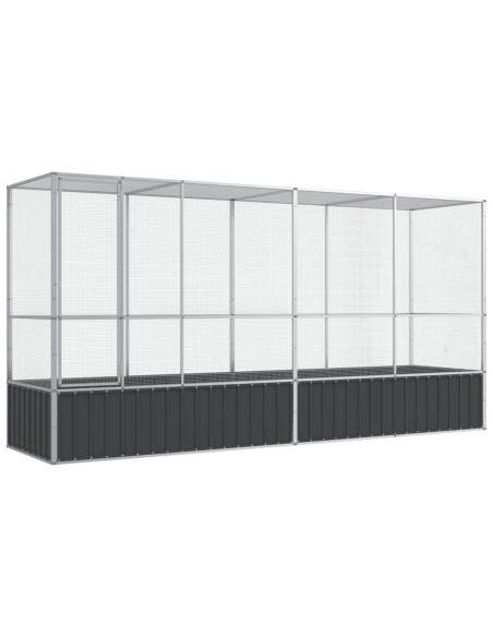 Voliera con Estensione Argento 418,5x107x212 cm in Acciaio