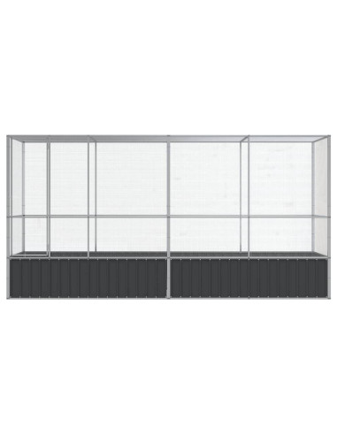 Voliera con Estensione Argento 418,5x107x212 cm in Acciaio