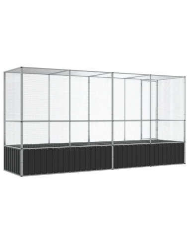 Voliera con Estensione Argento 418,5x107x212 cm in Acciaio