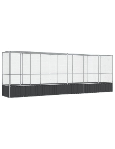 Voliera con Estensione Argento 626,5x107x212 cm in Acciaio
