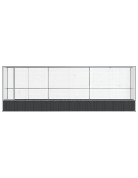 Voliera con Estensione Argento 626,5x107x212 cm in Acciaio