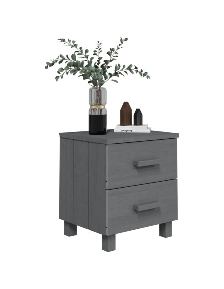 Comodino HAMAR Grigio Scuro 40x35x44,5 cm in Legno di Pino