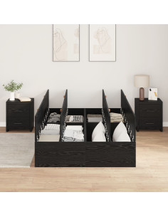 Struttura letto con contenitore Rovere Nero 120 x 190 cm 2