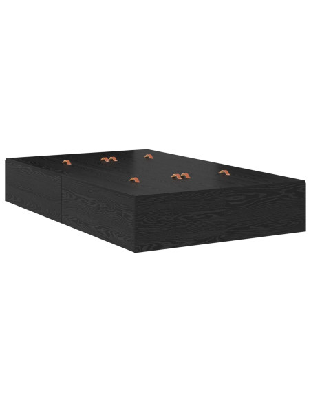 Letto Contenitore Rovere Nero Legno Doppia Standard