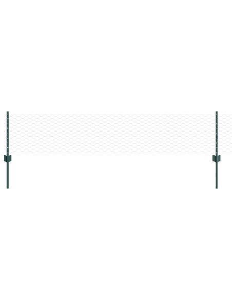 Pali Recinzione  5 pz U-Channel Verde 40 cm Acciaio, Recinzione Esagonale  Verde 0,4x10 m Acciaio