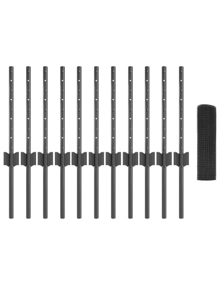 Recinto in rete saldata  con 11 pali a U Grigio 0.4x25 m in acciaio