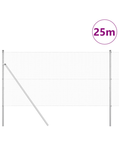 Recinzione a Rete Saldata  con 13 Pali 1.4x25 m in Acciaio Galvanizzato