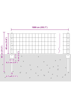 Recinzione con Posto Argento 0,4 x 10 m Acciaio 2